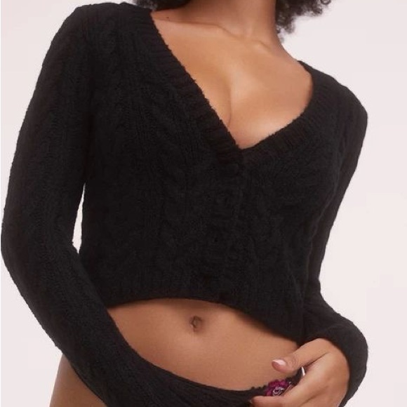 For Love and Lemons black cropped cardigan sweater - Picture 2 of 9
